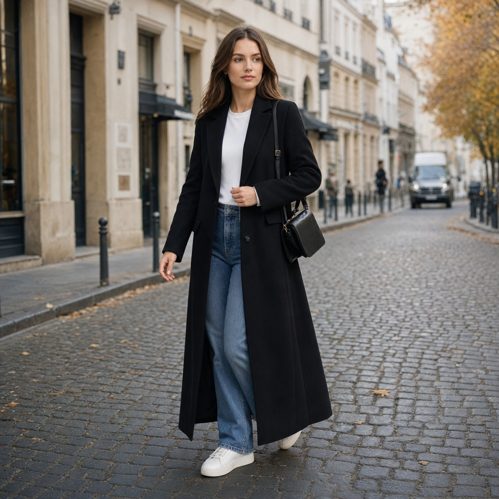 Black Tailored Long Maxi Coat - street style