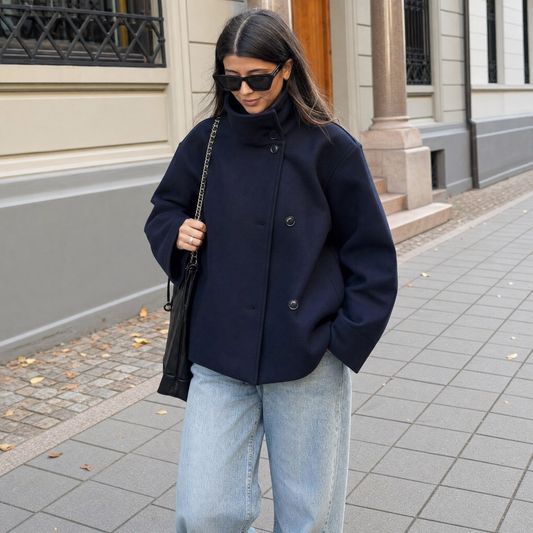 Tailored Double-Breasted Short Coat