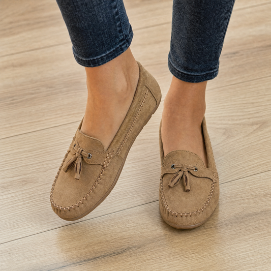 Memory Foam Suede Loafers For Wide Feet