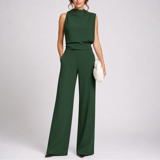 High Neck Wide Leg Sleeveless Jumpsuit