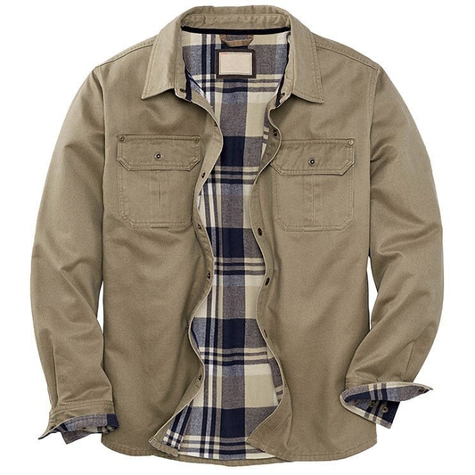Men's Flannel-Lined Trucker Shirt Jacket for Casual Wear