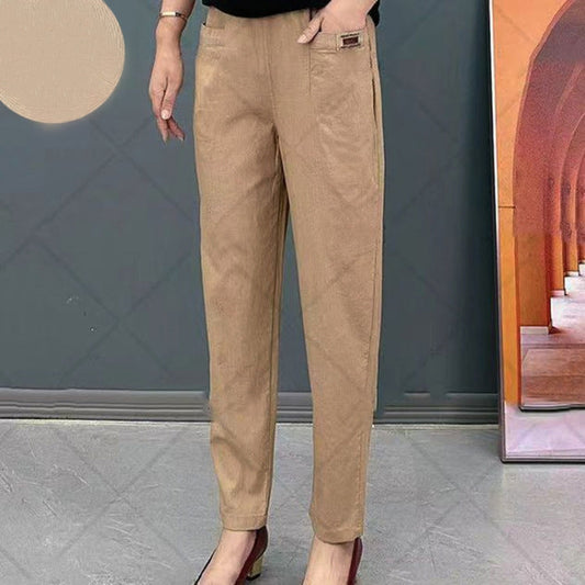 Elastic Waist Cotton Trousers