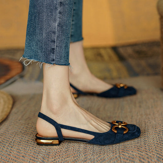 Contoured Footbed Low Heel Slingbacks