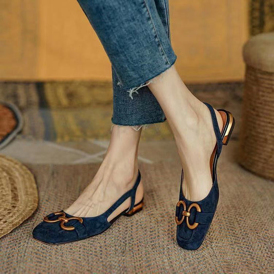 Contoured Footbed Low Heel Slingbacks