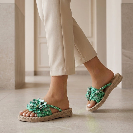 Women's Woven Strap Platform Slide Sandals