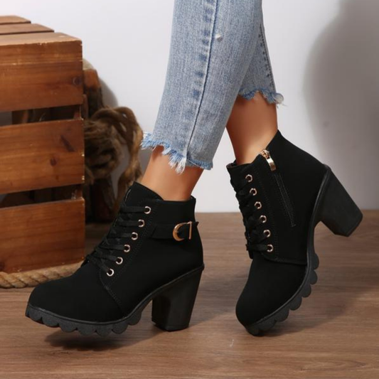 Jane Orthopedic Lace-Up Block Heel Ankle Boots