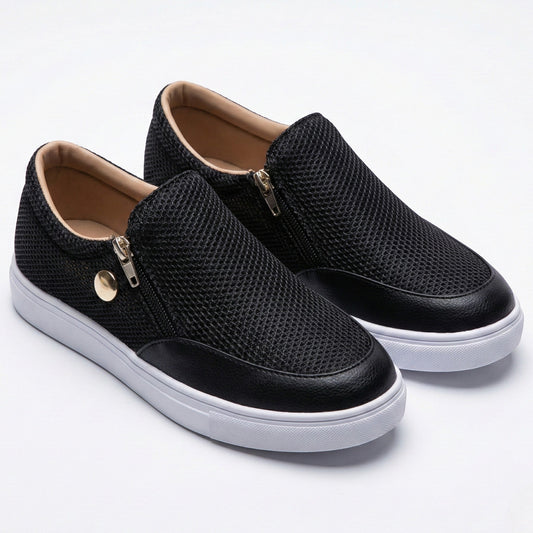 Women's Zip-Up Textured Trainers
