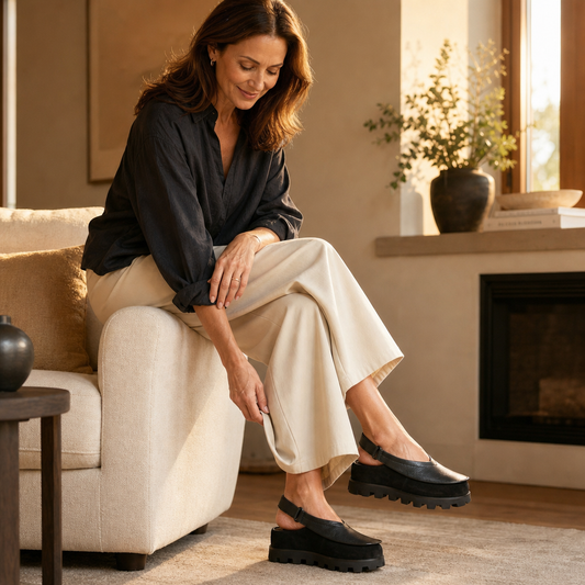 Leather Look Chunky Platform Slingback Shoes