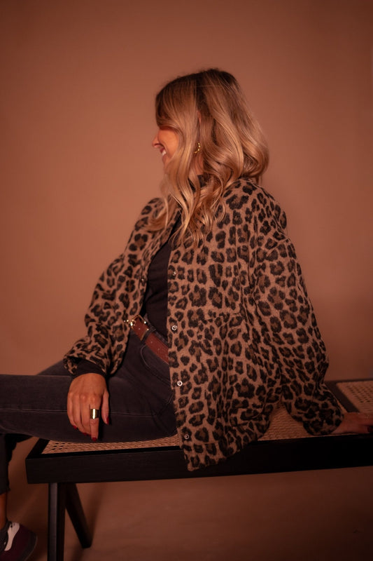 Lightweight Leopard Print Open Front Jacket