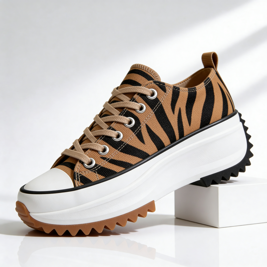 Women's Chunky Platform Canvas Lace Up Sneakers