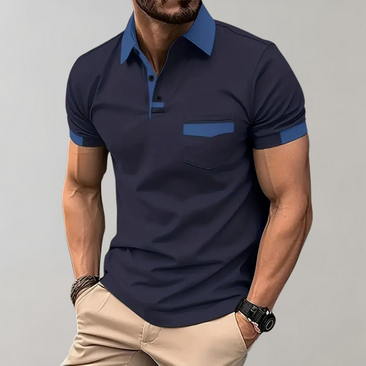 Men's Regular Fit Polo Shirt with Ribbed Collar