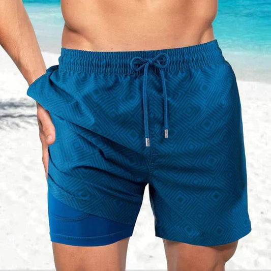 Men's Quick Dry Swim Shorts with Compression Liner