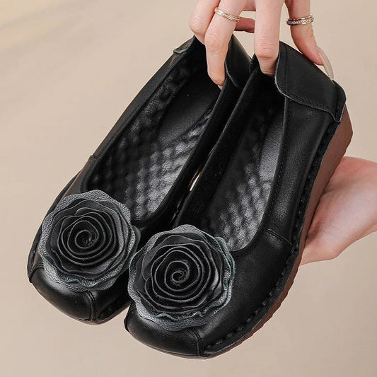 Embroidered Floral Slip-On Comfort Loafers