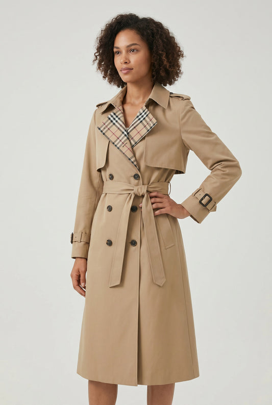 Belted Double Breasted Trench Coat