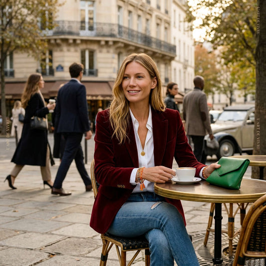 Velvet Blazer for Women - Burgundy Lapel Collar Gold Buttons - Office & Evening Wear