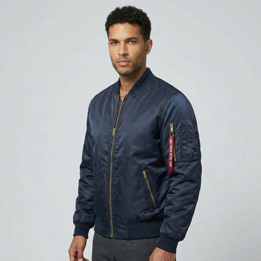 Men's Classic Bomber Jacket With Quilted Lining