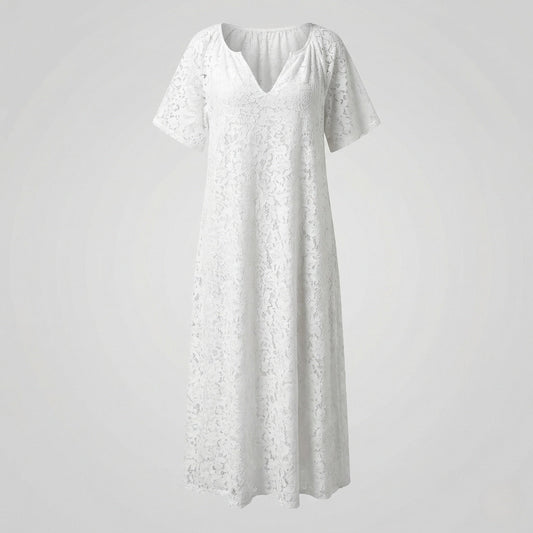 Flutter Sleeve Lace A Line Maxi Dress