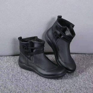 Orthopedic Ankle Boots with Button Detail