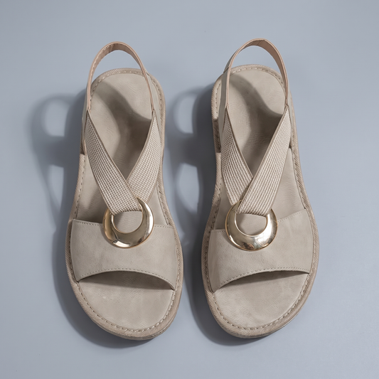 Woven Elastic Strap Contoured Comfort Sandals
