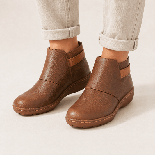 Adjustable Hook and Loop Wide Fit Ankle Boots