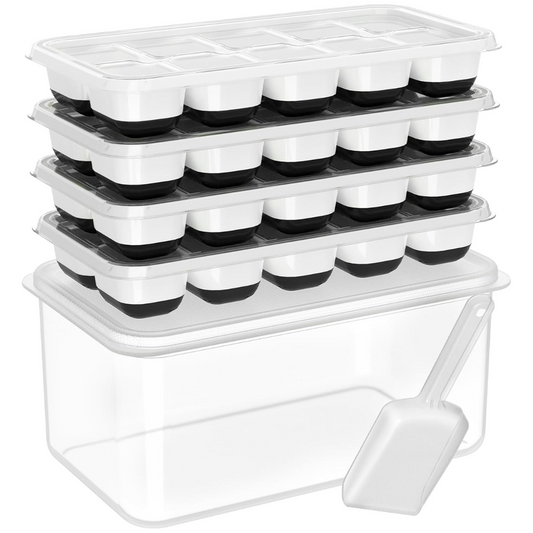Stackable Silicone Ice Cube Trays With Storage Bin