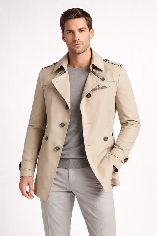 Men's Classic Lapel Collar Trench Coat