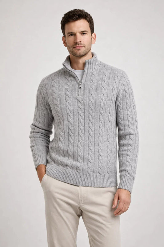 Men's Half Zip Mock Neck Knit Pullover