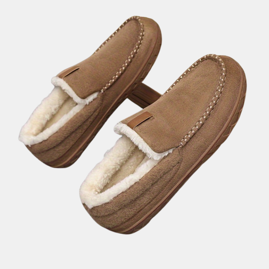 Men's Warm Plush Lined Slippers With Non-Slip Sole