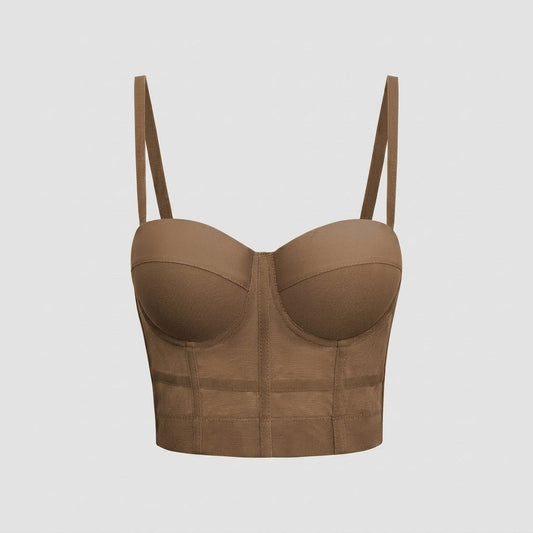 Form Fitting Mesh Underwire Bustier Top