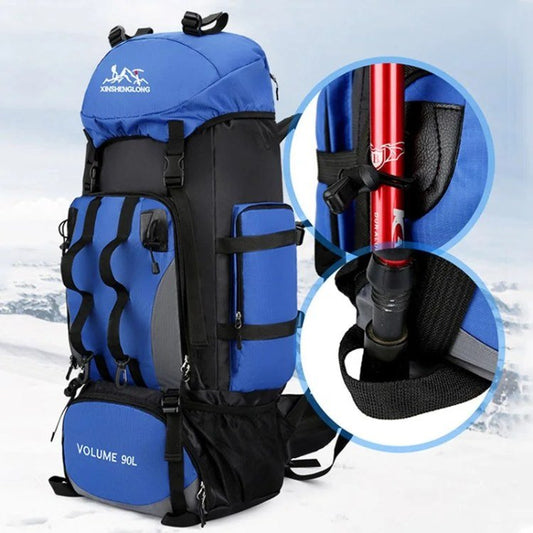 90L Waterproof Hiking Backpack With Waist Belt