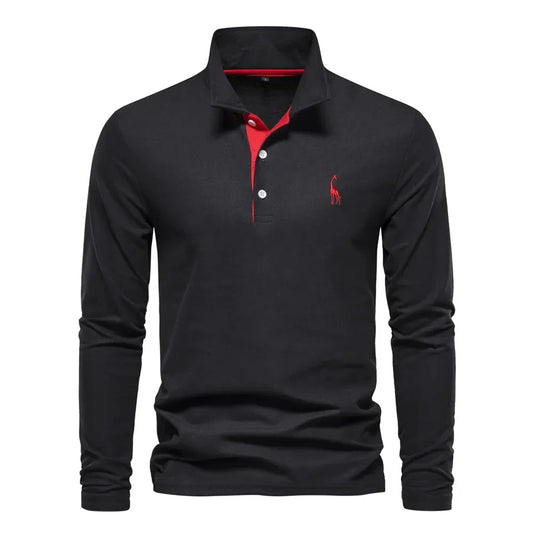 Men's Embroidered Long Sleeve Polo Shirt