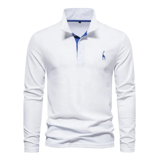 Men's Embroidered Long Sleeve Polo Shirt