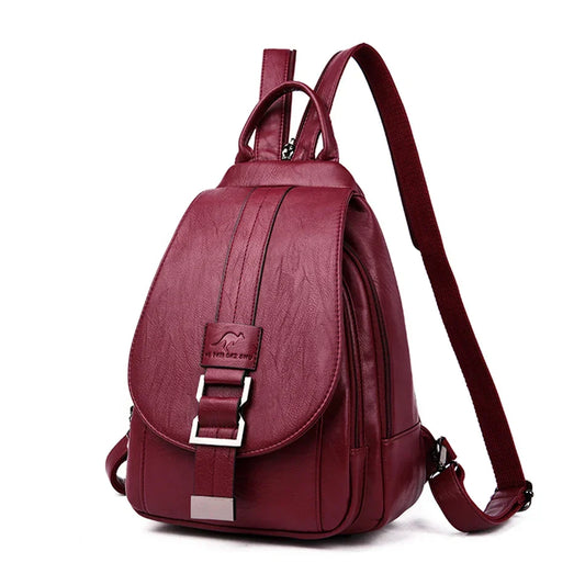 Water-Resistant Leather Backpack
