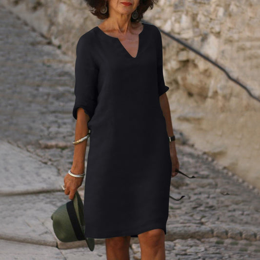 Lightweight V-Neck Summer Midi Dress