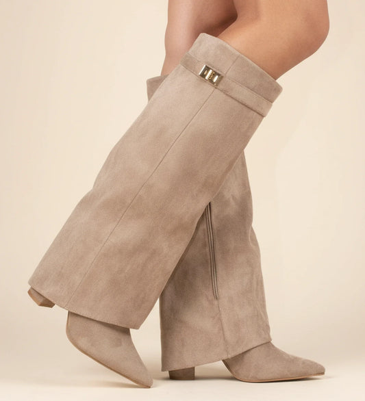 Knee-High Slouch Boots with Pointed Toe