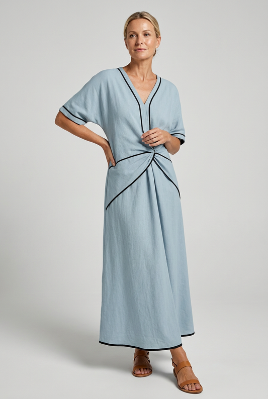 Twist Front V-Neck Maxi Summer Dress