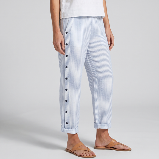Striped Panel Button Detail Trousers