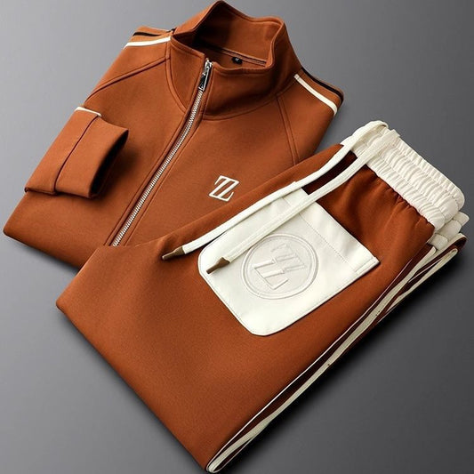 Men's Zip-Up Tracksuit Two-Piece Set Jacket and Joggers